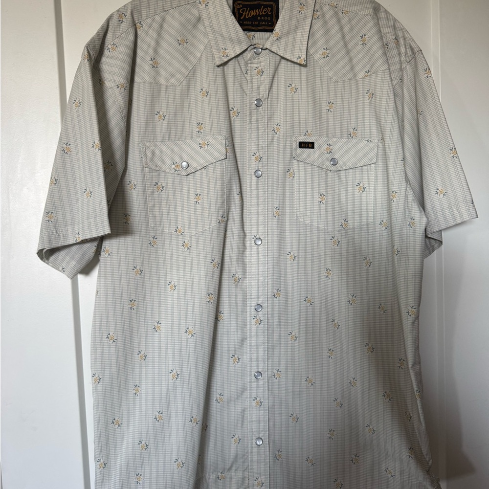 Howler Brothers Men's Light Cream Patterned Shirt